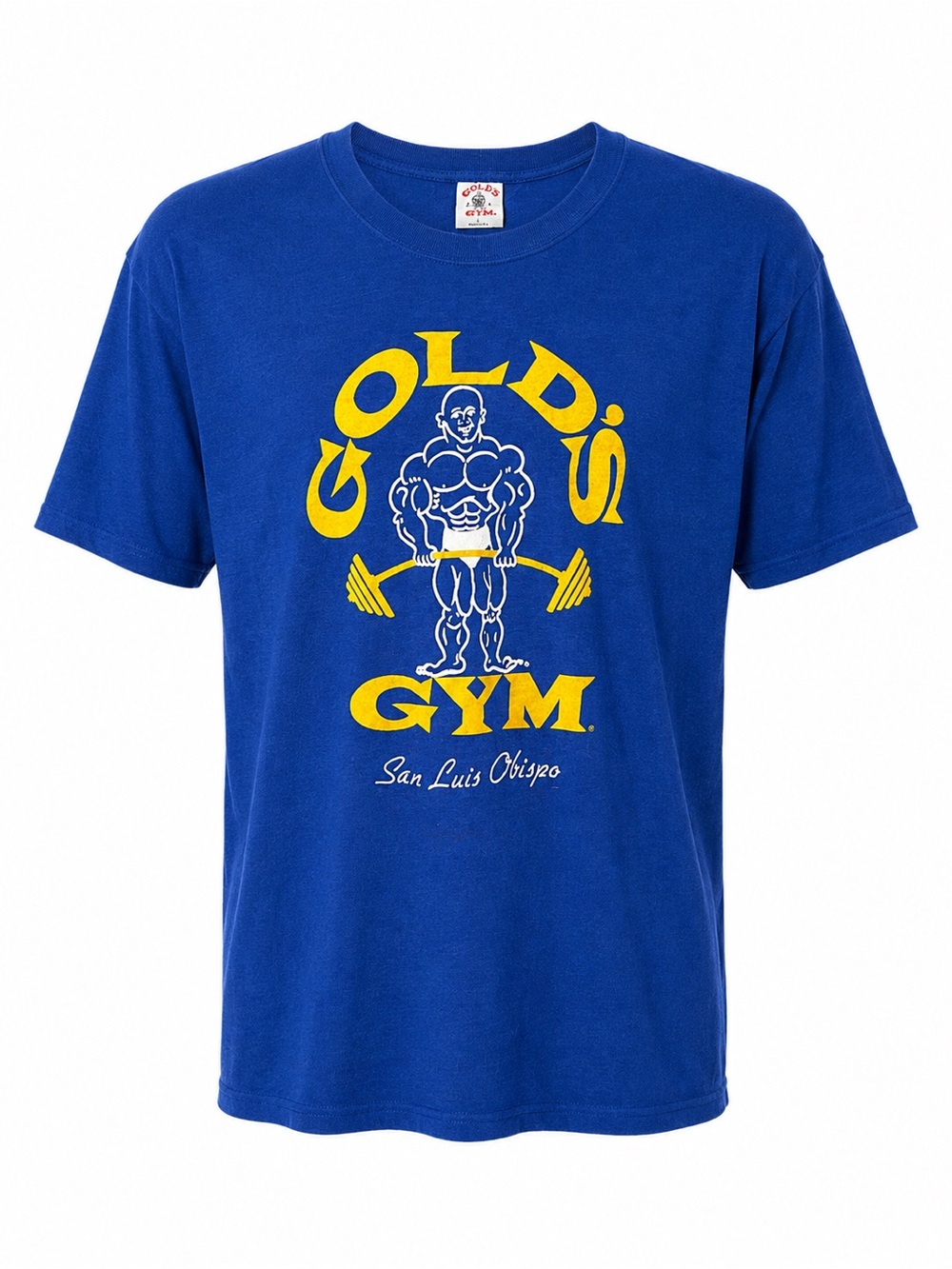 Vintage 80s Golds Gym San Luis Obispo T Shirt Single Stitch Royal Blue Slim L